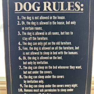 Dog Rules Decorative Sign - Black